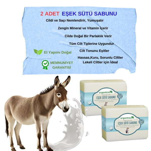 Organicsun Doğal Eşek Sütü Sabunu 140 Gr x 2 Adet