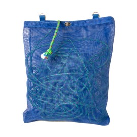 Rope Bag, Heavy Duty Mesh, Blue 14" X 17" X 3" Great for Boats or Shore Lines