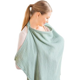 Cubierta de lactancia materna, poncho de cubierta de lactancia de algodón de privacidad, 360 grados, transpirable, cómoda cobertura de lactancia materna con correas ajustables, Funda de lactancia (Verde claro)
