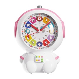 Children Analog Learning Clock, Cute Astronaut Design, Silent, Alarm Clock with Dual Alarm & Night Light, Educational Learning for Elementary School Students, Easy to Read Analog Display, Tabletop,