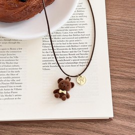 XFSRG Women's Necklace with Bear Pendant Gold Necklace for Girls Fashion Jewellery Chain Gift for Women Choker Necklace Brown Teddy Bear Pendant Favourite Piece for Everyday and Special Occasions