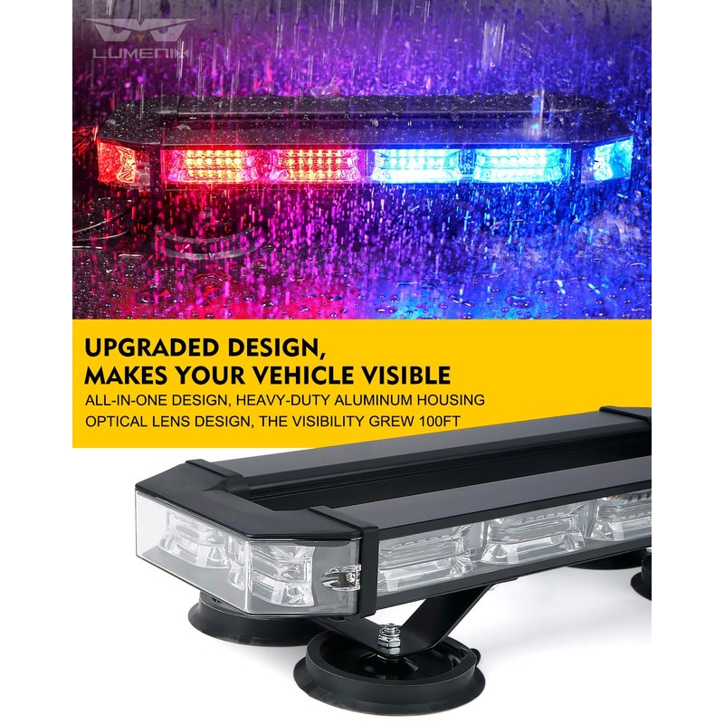LUMENIX 72 LED Rooftop Emergency Strobe Light Bar w/Control Panel