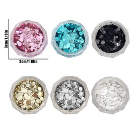 Hologram Round Nails, 6 Cases, Ultra Thin, Round, Dots, Hologram, Glitter, Sparkle, Nail Parts, Sequins, Gel Nails, Face, Body, Hair Decoration, Resin, Enclosed Parts, DIY, Crafts, Decoration