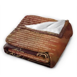 Manta de salmo 91 religiosa cristiana verso de la Biblia, material de franela, decoración acogedora de Cristo, felpa mullida, cálida, suave, ligera, regalos para mujeres, hombres y niñas, sofá de 60 x