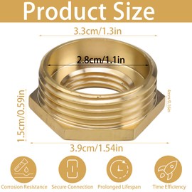 HERKINDNESS Reducer 1 inch to 1/2 inch, 2 pieces brass reducer thread fitting, brass reducing nipple, 1 inch to 1/2 inch, for connecting gas, water and heating pipes used