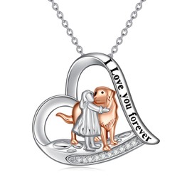 Diamond Dog Necklace for Women 925 Sterling Silver Dog Pendant Necklace Pet Animal Dog Memorial Jewelry Gifts for Dog Lovers