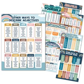 gisgfim 8Pcs Boho Rainbow English Educational Classroom Posters ESL Classroom Decor Synonyms Poster Different Ways to Say Poster for Teacher Supplies Middle School High School Must Haves 14.2 x 11in