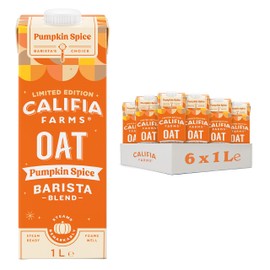Califia Farms Pumpkin Spice Barista Blend Oat Drink - Real Pumpkin Puree With Warming Nutmeg, Ginger & Cinnamon - Dairy Free, Lactose Free & Vegan (6 x 1L)