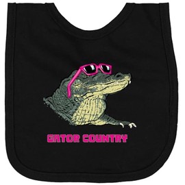 inktastic Gator Country Sunny Gator in Pink Sunglasses Newborn Bib Black 38559