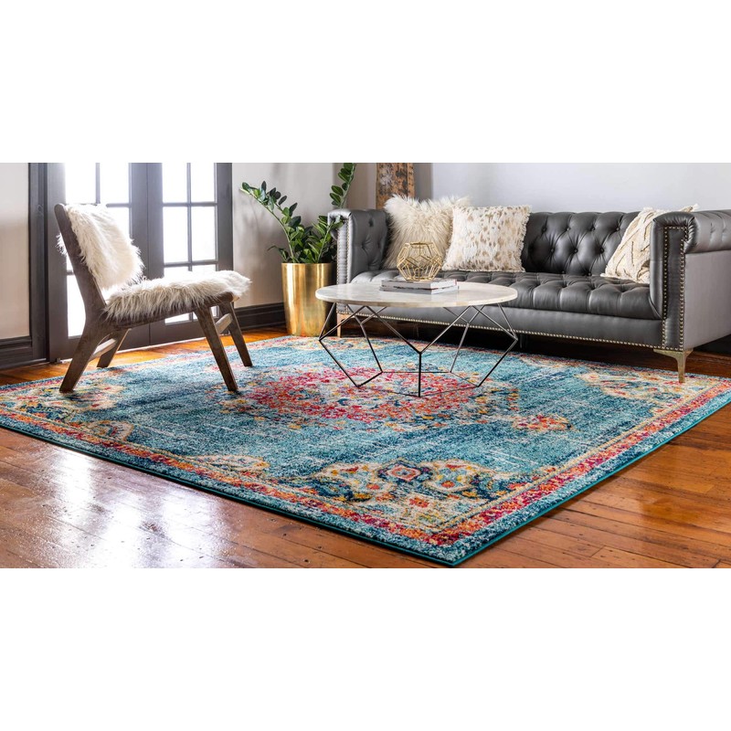 Unique Loom Penrose Collection Area Rug - Alexis (8'Square, Blue/
