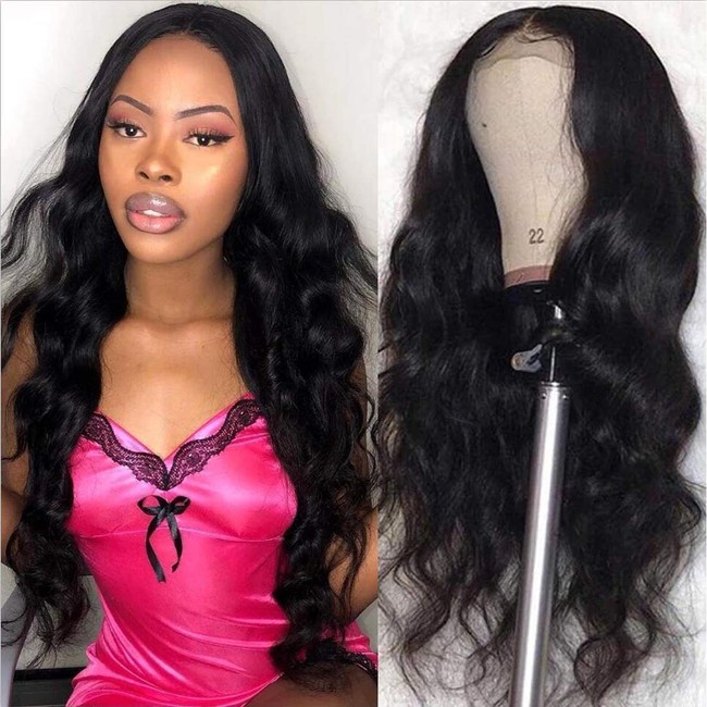 Beauty Forever Wigs 13x4 Body Wave Lace Front Wig 100% Brazilian Virgin Human Hair Wig for Black Women Pre Plucked with Baby Hair Natural Black 150% Density (18 Inch)