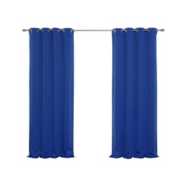 Best Home Fashion Closeout Premium Thermal Insulated Blackout Curtain - Antique Bronze Grommet Top - Royal Blue - 52" W x 84" L - Tie Backs Included (Set of 2 Panels)