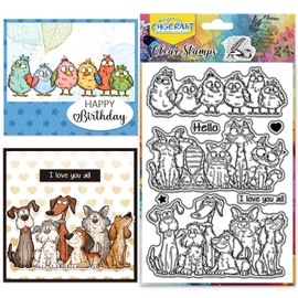 CHGCRAFT Funny Cat Dog Bird Clear Stamp Silicone Clear Stamps Transparent Handicraft Stamps for DIY Scrapbooking Photo Album Decorative Cards Making, Animals, 6.3x4.3inch
