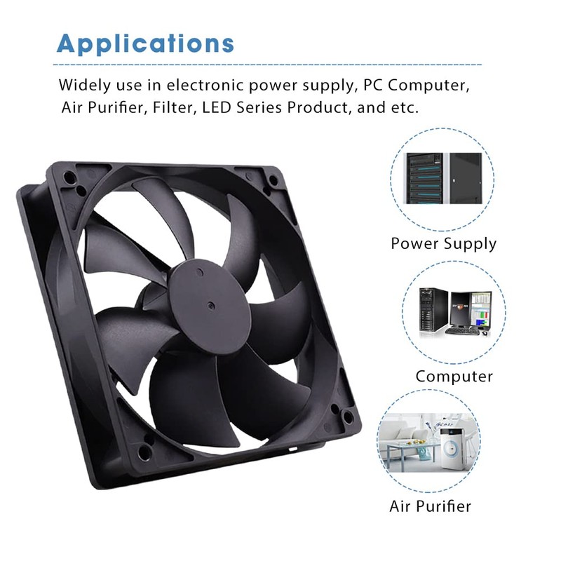 GDSTIME Dual Speed Control USB Fan 120mm, 2 Pack 120x120x25mm
