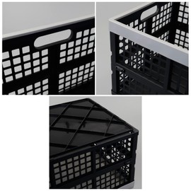 Anbers 42 L Plastic Collapsible Storage Crate, Folding Milk Crate Storage Bins, 4 Packs