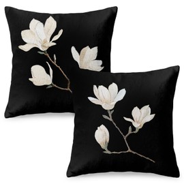 RBAFAO Vintage Floral Throw Pillow Cover 18x18 - White Magnolia Decor Pillowcase | Indoor Outdoor Cushion Case for Sofa Couch Bed Living Room Bedroom Home,Set of 2 18x18inch