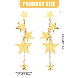 Star Dangle Earrings, 18K Gold Long Tassel Dangle Earrings Star Pendant Drop Earrings Meteor Star Earrings Statement Jewelry for Women Girls Christmas Birthday Party Valentines Day