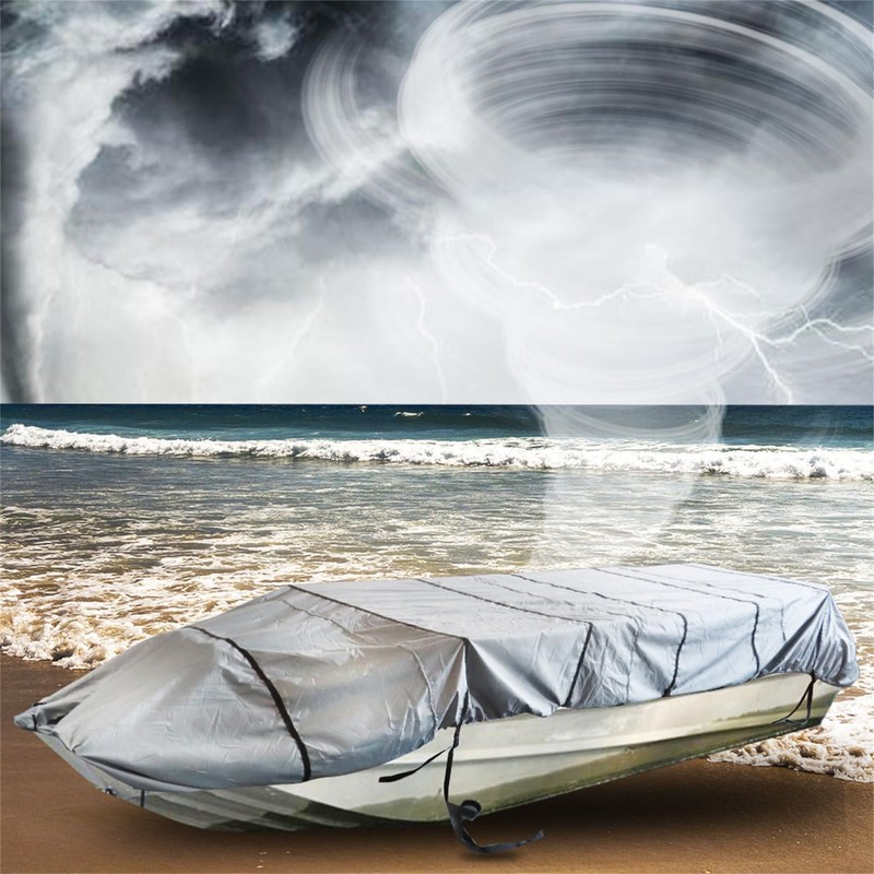 munirater 12FT 210D Grey Boat Cover Heavy Duty Trailerable Replacement