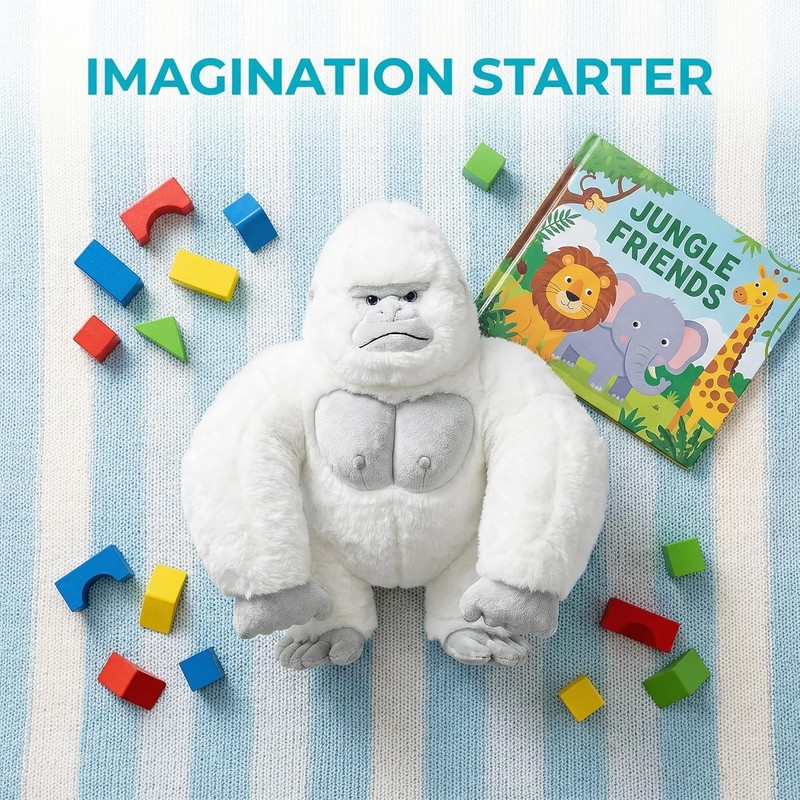 ZHONGXIN MADE Albino Gorilla Plush Toy, Realistic Albino Gorilla Stuffed