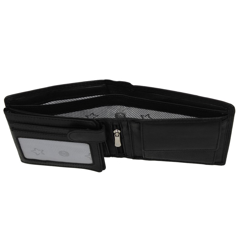 MORUCHA Mens RFID Blocking Real Leather Trifold Passcase Wallet M55