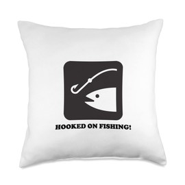Cool Outdoors Fishing "Hooked on Fishing" Throw Pillow