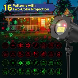 Christmas Projector Lights Outdoor, Christmas Laser Lights Outdoor with 16 Patterns, Waterproof, Timing for Christmas, New Year, Birthday Party, Family Gatherings, Garden, Christmas Gift