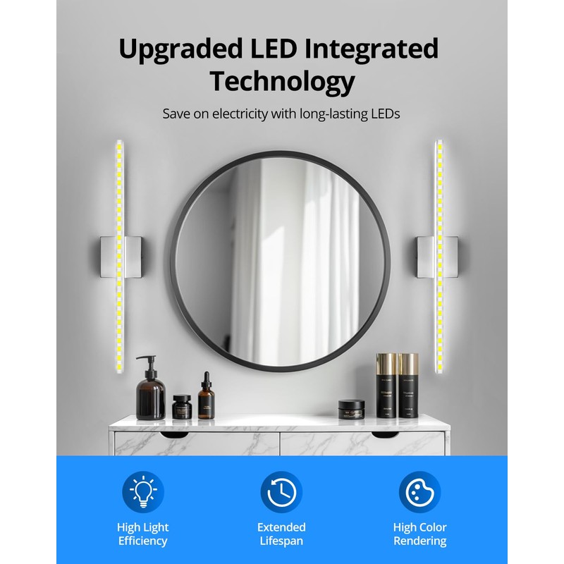Combuh LED Bathroom Vanity Light Bar Dimmable IP44 Over Mirror