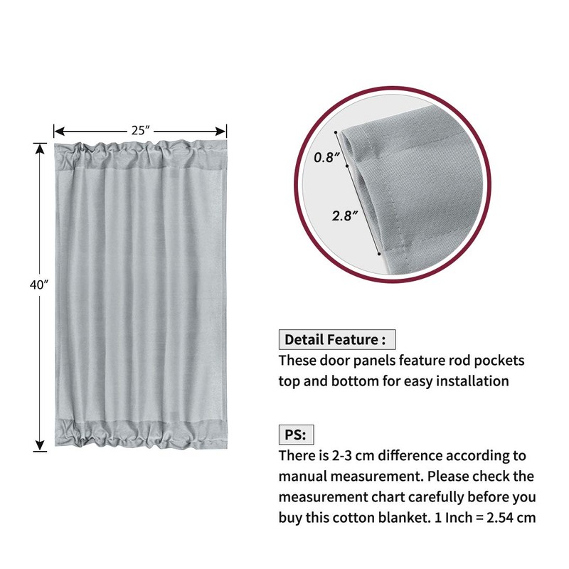 PiccoCasa Blackout French Door Curtain Panel - Blackout Door Curtain