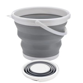 3L Collapsible Bucket, Small Bucket, Mini Foldable Plastic Bucket, Folding Bucket, Foldable Tub, Portable Space Saving Water Bucket, Car Wash Bucket, Indoor/Outdoor Use, Car Cleaning (Grey)