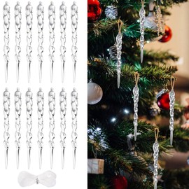 BAOTUJIA Christmas Tree Decoration Item, Clear Acrylic Icicle Christmas Hanging Ornament Set, Perfect for Christmas Home Decoration, Tree Hanging Decoration