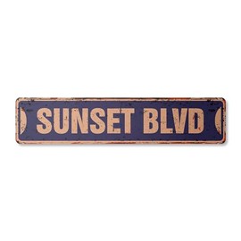Sunset BLVD Vintage Aluminum Street Sign Los Angeles California Hollywood LA Rustic Metal tin | Indoor/Outdoor | 24" Wide