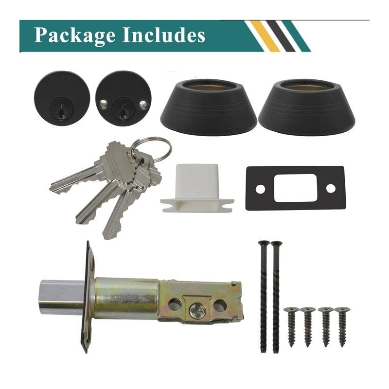 Probrico Double Cylinder Deadbolts with Different Keys, 3 Keys Interior&