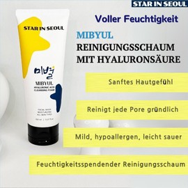 [STAR IN SEOUL] MIBYUL Hyaluronsäure-Reinigungsschaum,150 ml, feuchtigkeitsspendende Reinigung, empfohlen für trockene und empfindliche Haut, Koreanische Hautpflege Reinigungsmittel.