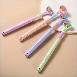 GANPUB 2 Pcs Three-Sided Soft Hair Toothbrush, Deeply and Thoroughly to Clean Teeth and Gums, Suitable Effective Wrap-Around Design, for Adults and Children Toothbrushes and Accessories（Random Color）