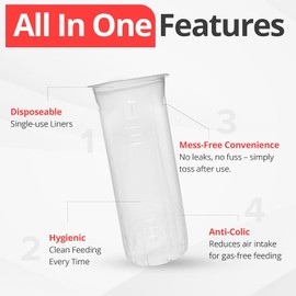 Playtex Baby Nurser Pre-Sterilized Disposable Drop-Ins Bottle Liners, Closer to Breastfeeding, 8 Oz, 50 Count