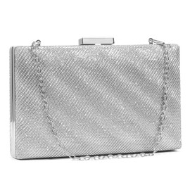 BAIGIO Glitter Evening Bags Women's Elegant Clutch Bag Handbag Small Bridal Bag Glitter Shoulder Bag for Party Wedding, A-silver
