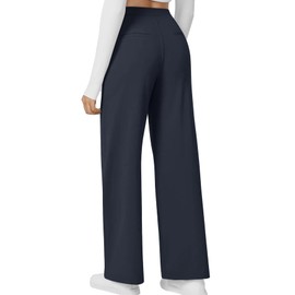 Phophila High Waisted Work Pants for Women Business Casual Outfits Office Dress Pants Trousers with Pockets Navy Blue S