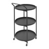 Round 3-Tier Rolling Bar Cart with Wheels, Round Bar Serving