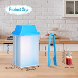 Pickle Container with Strainer 2 Pcs Jalapeno Container 40.5 oz with Tongs 4 Pcs Sauce Bottles Large Plastic Pickle Jar with Lifter Keeper for Cornichon Olive Gherkins Food(Blue)