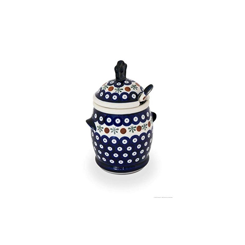 Bunzlauer Keramik Honigtopf mit Honiglöffel im Set, Dekor 41