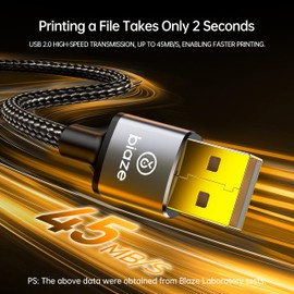 biaze Printer Cable Splitter 2 in 1 Out, USB 2.0 Sharing Switch for Two Computers to One USB Device, 3.5m/11.5ft USB A to B Data Cable for Printer, Scanner, Keyboard, Mouse, Plug and Play