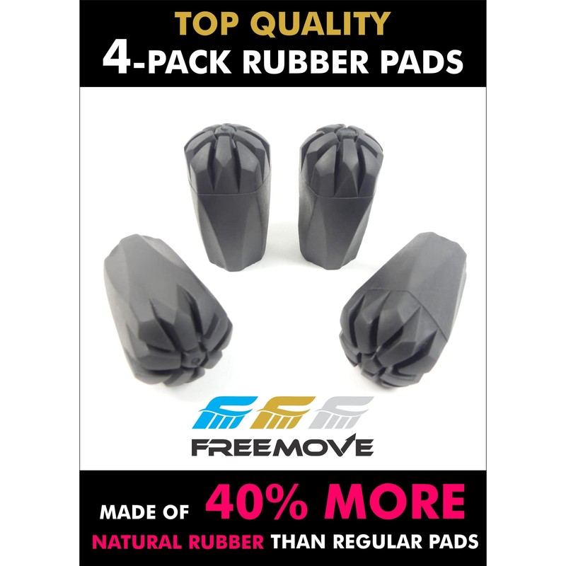Trekking Poles Rubber Tips Replacements - 4 Pack Extra Durable