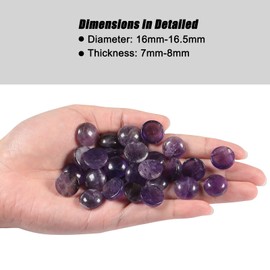 Nupuyai Pack of 5 16 mm Amethyst Cabochons Gemstones, Round Crystal Cabochon Stones, Flatback Healing Stone, DIY Jewellery Beads for Pendants, Jewellery Making, Craft Decoration
