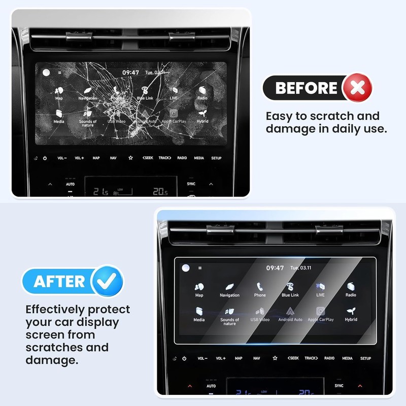 Canvcle 2PCS Screen Protector for 2022-2024 Hyun-dai Tucson/Santa Cruz, 10.25