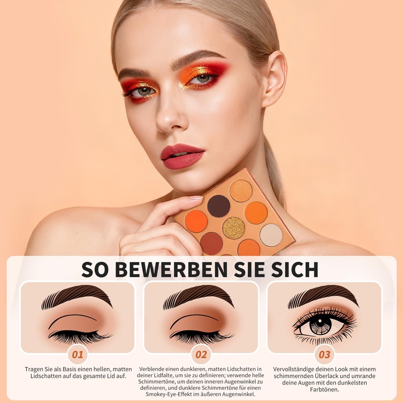 Docolor Eyeshadow Palette Orange Gemstone Make Up Palette Vegan Formula