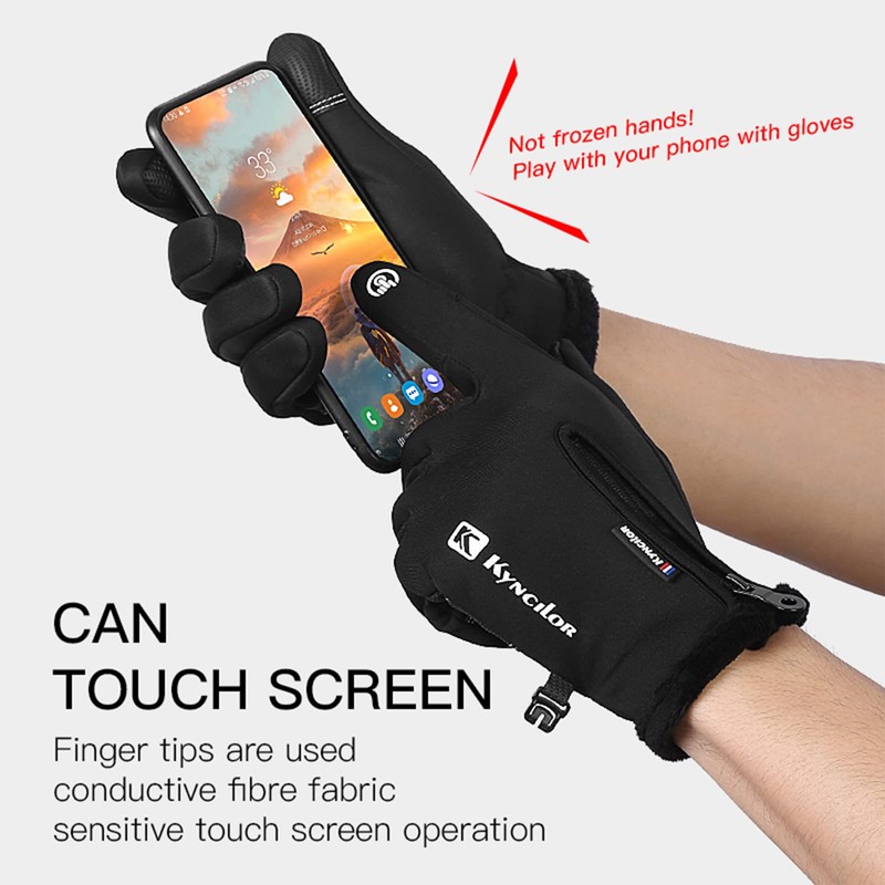 TEMEI Winter Warm Gloves Men Women Touch Screen Waterproof Windproof