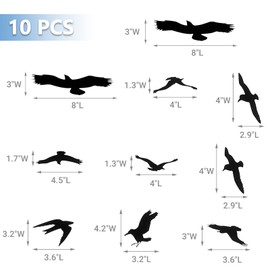 Anti-Collision Window Bird Stickers, UV Reflective Window Decals Glass Door Protect and Save Bird Strikes (Black)