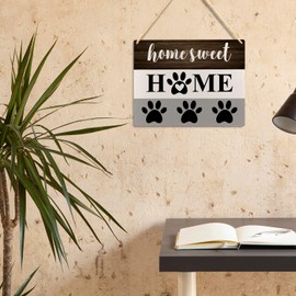 Ryeolo Home Sweet Home Dog Paw Signs for Front Door, Dog Welcome Wooden Plaque Signs Wall Hanging, Dog Signs for Home Decor, Dog House Decor, Dog Wall Decor, Dog Home Decor, 10.2x7.8 Inches, 12X6