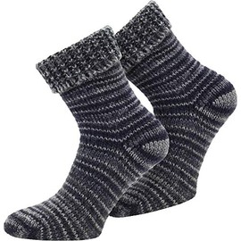 normani Scandinavian Style Wool Socks Hand-Knitted Look, With Cuff For Men and Women, 2 Pairs, grey, 43/46