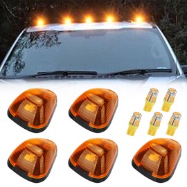Atmufelp 5X Amber Lens Cab Roof Marker Running Lamps Compatible with Blue LED Lights for Ford F150 F250 F350 F450 F550 F650 F750 E150 E250 E350 E450 1999-2016 - Super Duty Pickup Trucks